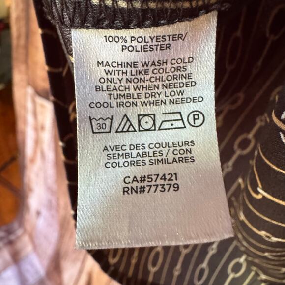 Ann Taylor Blouse Petite Chain Print Button-Down Black Long Sleeve Top Office - Picture 8 of 9